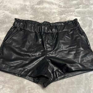 Black Faux Leather Shorts